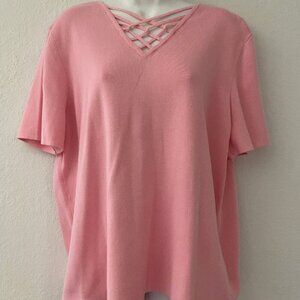 PINK CRISS CROSS TOP PLUS 2X